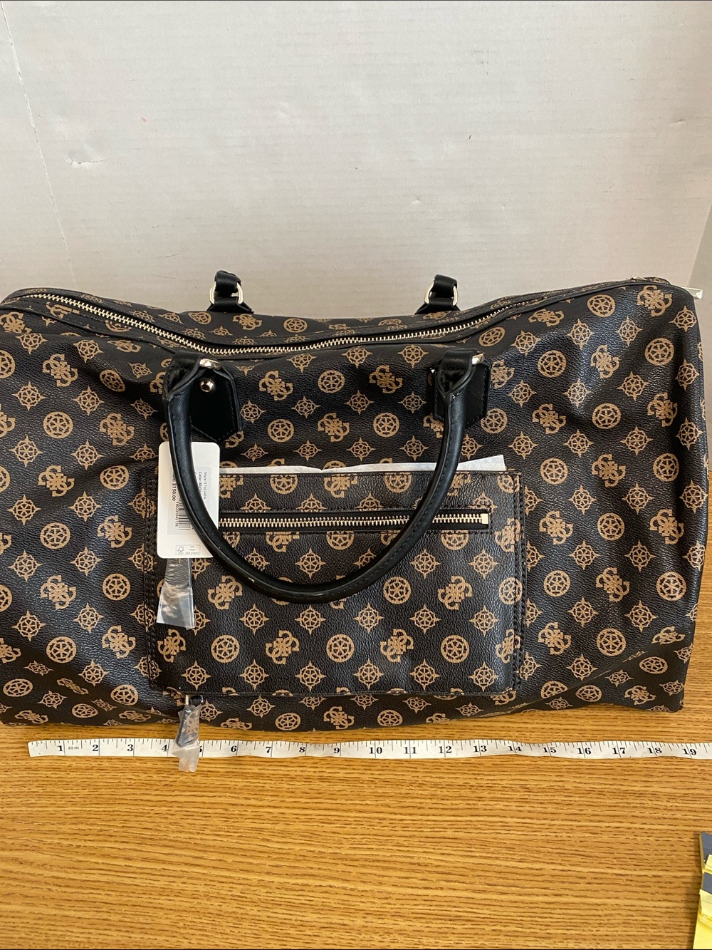 GUESS Wilder Weekender Duffel Bag 4G Peony Monogram Print - Picture 8 of 12